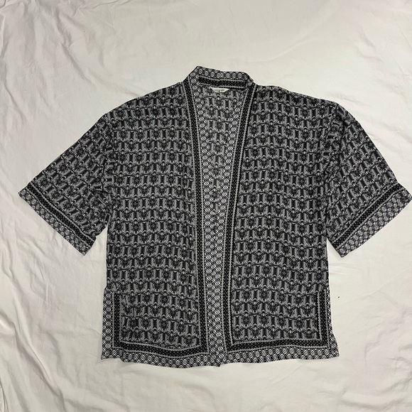 Max Studio open-front kimono black and white geometric pattern - Picture 2 of 10